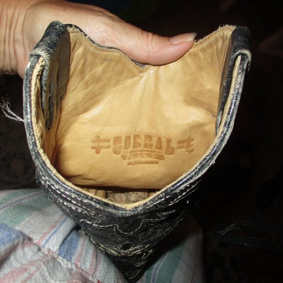 Vintage Black Corral Boots sz 7M  Lizard Over C2108 - Picture 11 of 14